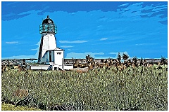 Sandy Point Light Overlooks the Bay - Digital Painting